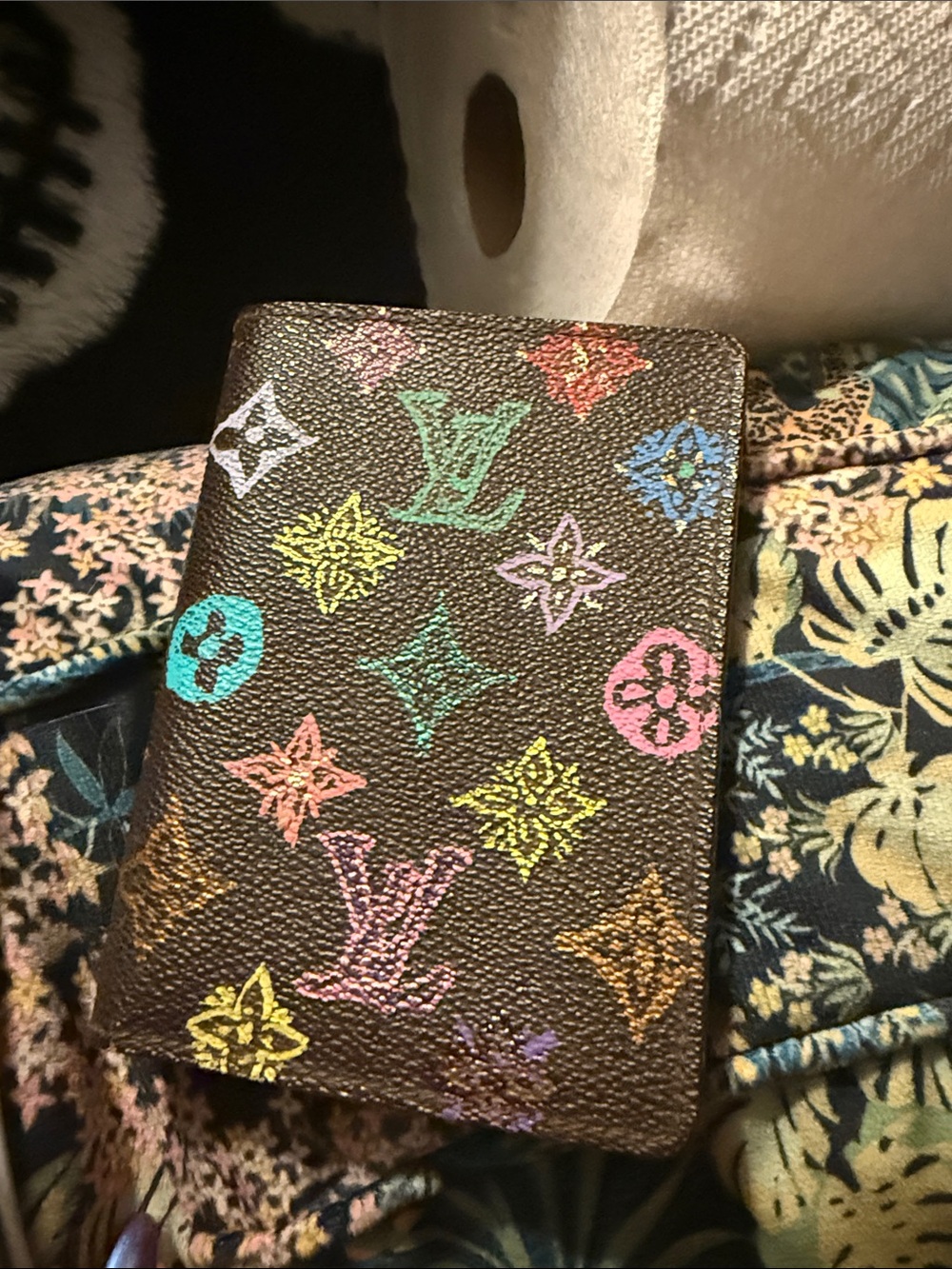 Handpainted Louis Vuitton ID card holder